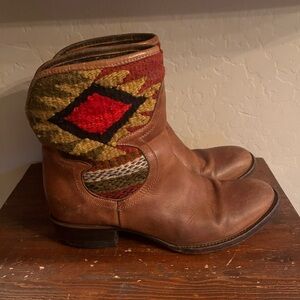 Freebird By Steven Cablo Blanket Brown Western Leather Ankle Boots Womens Sz 10
